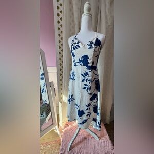SHEIN White Dress with Blue Floral Print